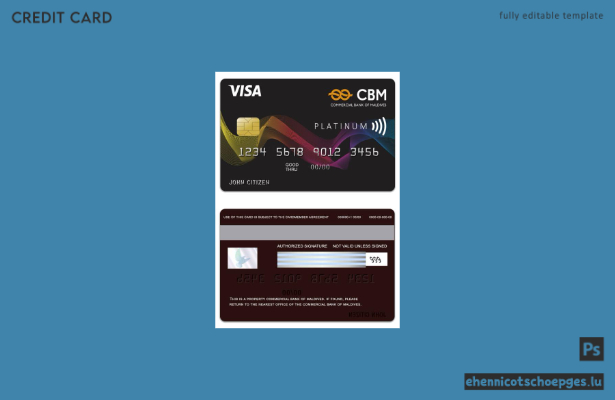 Beispielvorschau der Visa Platinum Card der Maldives Commercial Bank of Maldives
